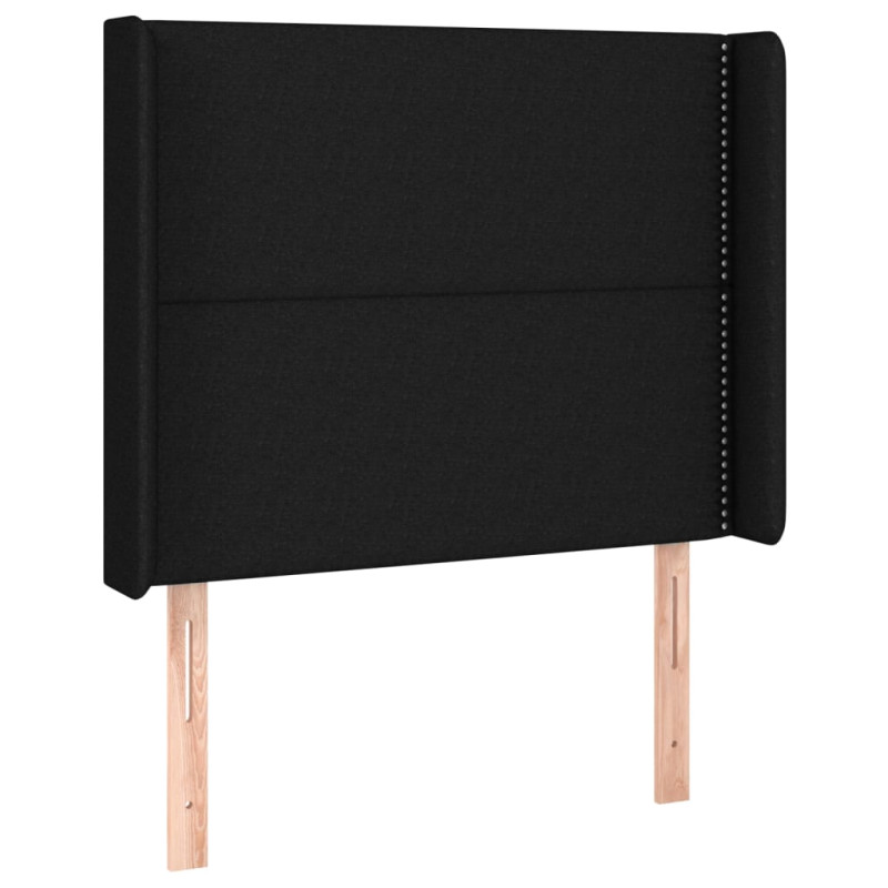 Produktbild för Sänggavel med kanter svart 83x16x118/128 cm tyg