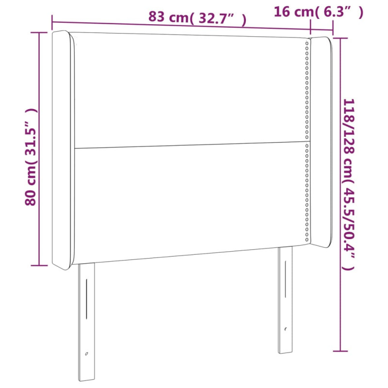 Produktbild för Sänggavel med kanter taupe 83x16x118/128 cm tyg