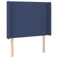 Produktbild för Sänggavel med kanter blå 83x16x118/128 cm tyg
