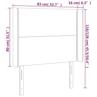 Produktbild för Sänggavel med kanter blå 83x16x118/128 cm tyg