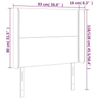 Produktbild för Sänggavel med kanter mörkgrå 93x16x118/128 cm tyg