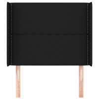 Produktbild för Sänggavel med kanter svart 93x16x118/128 cm tyg