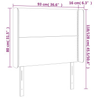 Produktbild för Sänggavel med kanter mörkbrun 93x16x118/128 cm tyg