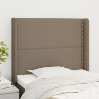 Produktbild för Sänggavel med kanter taupe 93x16x118/128 cm tyg
