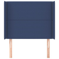 Produktbild för Sänggavel med kanter blå 93x16x118/128 cm tyg