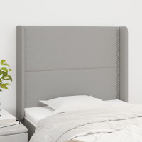 Produktbild för Sänggavel med kanter ljusgrå 103x16x118/128 cm tyg