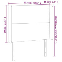 Produktbild för Sänggavel med kanter ljusgrå 103x16x118/128 cm tyg