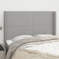 Produktbild för Sänggavel med kanter ljusgrå 147x16x118/128 cm tyg