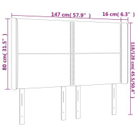 Produktbild för Sänggavel med kanter ljusgrå 147x16x118/128 cm tyg