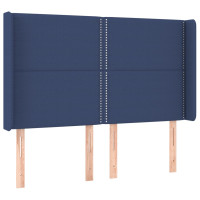 Miniatyr av produktbild för Sänggavel med kanter blå 147x16x118/128 cm tyg