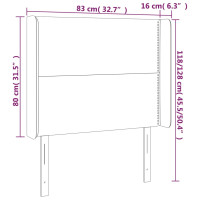 Produktbild för Sänggavel med kanter rosa 83x16x118/128 cm sammet