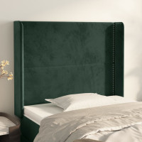 Produktbild för Sänggavel med kanter mörkgrön 103x16x118/128 cm sammet