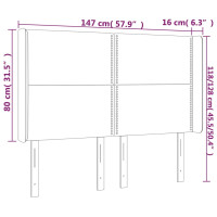 Produktbild för Sänggavel med kanter rosa 147x16x118/128 cm sammet