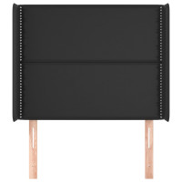 Miniatyr av produktbild för Sänggavel med kanter svart 83x16x118/128 cm konstläder