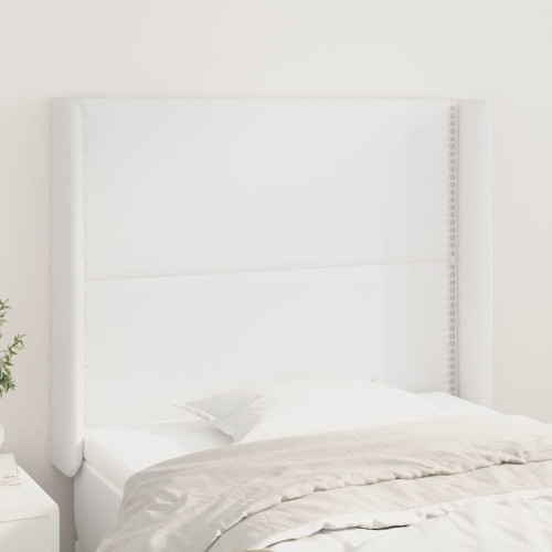 vidaXL Sänggavel med kanter vit 93x16x118/128 cm konstläder