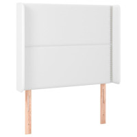 Produktbild för Sänggavel med kanter vit 93x16x118/128 cm konstläder