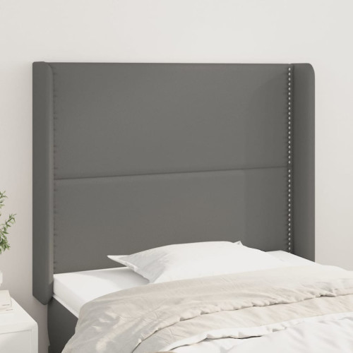 vidaXL Sänggavel med kanter grå 93x16x118/128 cm konstläder