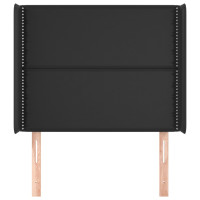 Produktbild för Sänggavel med kanter svart 103x16x118/128 cm konstläder