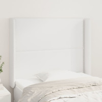 Produktbild för Sänggavel med kanter vit 103x16x118/128 cm konstläder