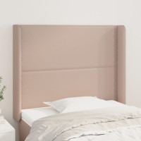 Produktbild för Sänggavel med kanter cappuccino 103x16x118/128 cm konstläder