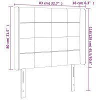 Produktbild för Sänggavel med kanter svart 83x16x118/128 cm tyg