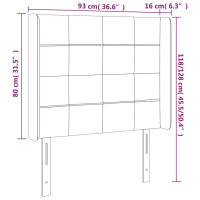 Produktbild för Sänggavel med kanter gräddvit 93x16x118/128 cm tyg