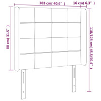 Produktbild för Sänggavel med kanter mörkgrå 103x16x118/128 cm tyg