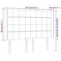 Produktbild för Sänggavel med kanter mörkgrå 147x16x118/128 cm sammet