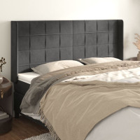Produktbild för Sänggavel med kanter mörkgrå 163x16x118/128 cm sammet