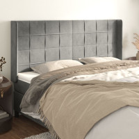 Produktbild för Sänggavel med kanter ljusgrå 183x16x118/128 cm sammet