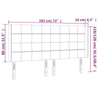 Produktbild för Sänggavel med kanter ljusgrå 183x16x118/128 cm sammet