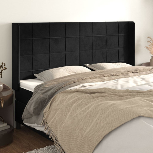 vidaXL Sänggavel med kanter svart 183x16x118/128 cm sammet