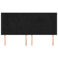 Produktbild för Sänggavel med kanter svart 183x16x118/128 cm sammet