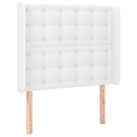 Produktbild för Sänggavel med kanter vit 93x16x118/128 cm konstläder