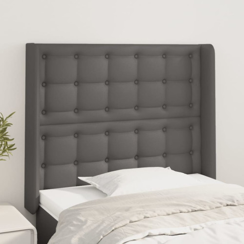 vidaXL Sänggavel med kanter grå 103x16x118/128 cm konstläder