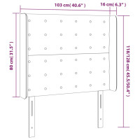 Produktbild för Sänggavel med kanter grå 103x16x118/128 cm konstläder