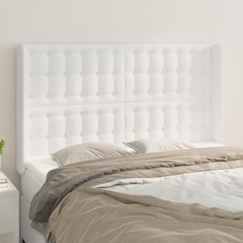 vidaXL Sänggavel med kanter vit 147x16x118/128 cm konstläder