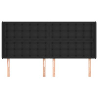 Produktbild för Sänggavel med kanter svart 183x16x118/128 cm konstläder