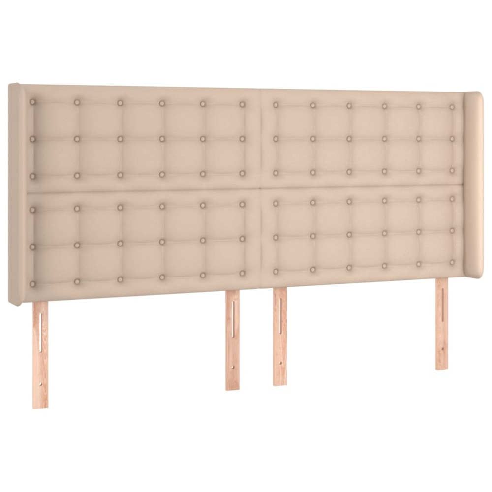 Produktbild för Sänggavel med kanter cappuccino 203x16x118/128 cm konstläder