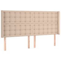 Produktbild för Sänggavel med kanter cappuccino 203x16x118/128 cm konstläder