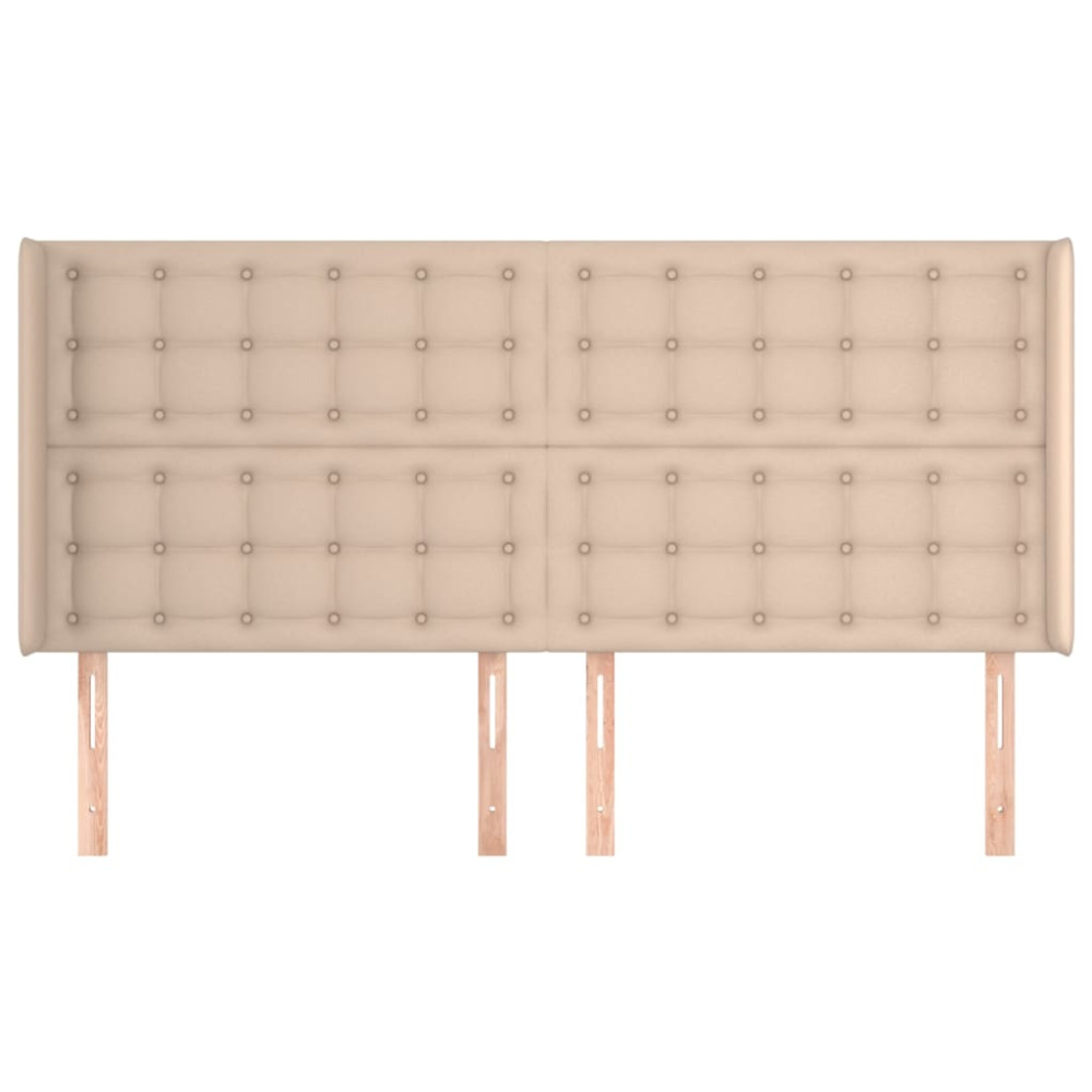 Produktbild för Sänggavel med kanter cappuccino 203x16x118/128 cm konstläder