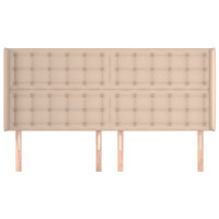 Produktbild för Sänggavel med kanter cappuccino 203x16x118/128 cm konstläder