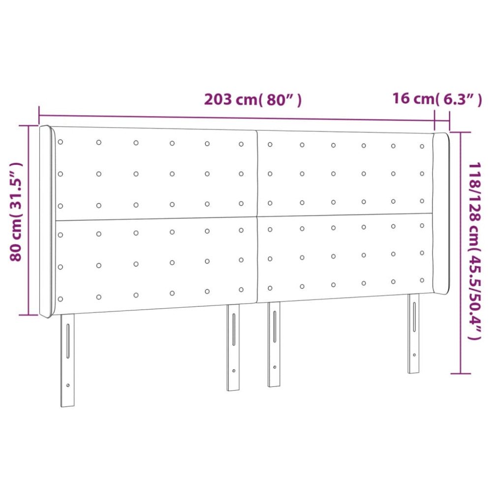 Produktbild för Sänggavel med kanter cappuccino 203x16x118/128 cm konstläder