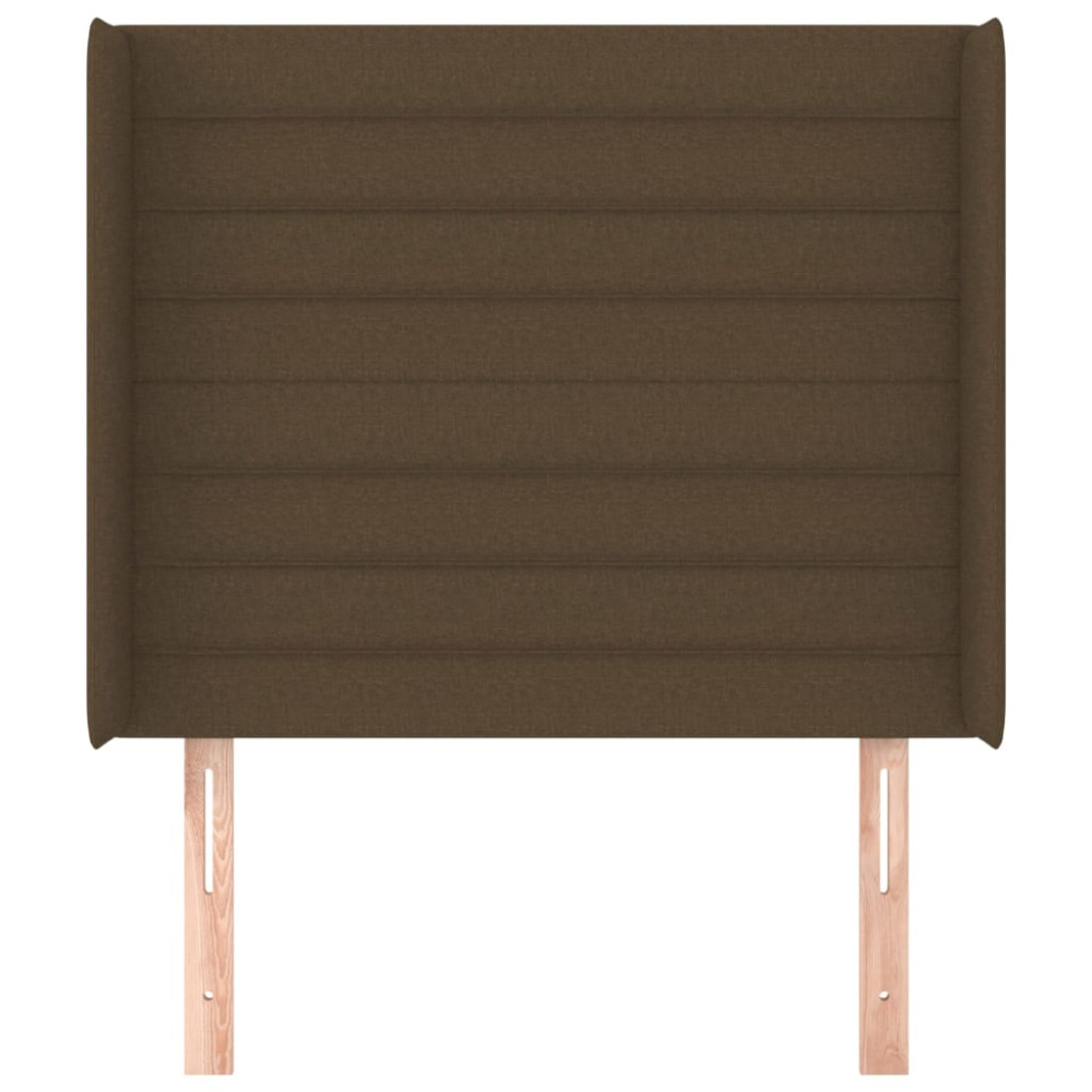Produktbild för Sänggavel med kanter mörkbrun 83x16x118/128 cm tyg