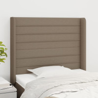 Produktbild för Sänggavel med kanter taupe 83x16x118/128 cm tyg