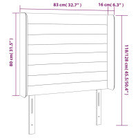 Produktbild för Sänggavel med kanter gräddvit 83x16x118/128 cm tyg