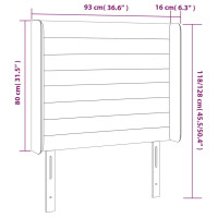 Produktbild för Sänggavel med kanter ljusgrå 93x16x118/128 cm tyg