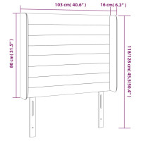 Produktbild för Sänggavel med kanter svart 103x16x118/128 cm tyg