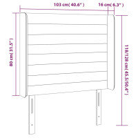 Miniatyr av produktbild för Sänggavel med kanter taupe 103x16x118/128 cm tyg