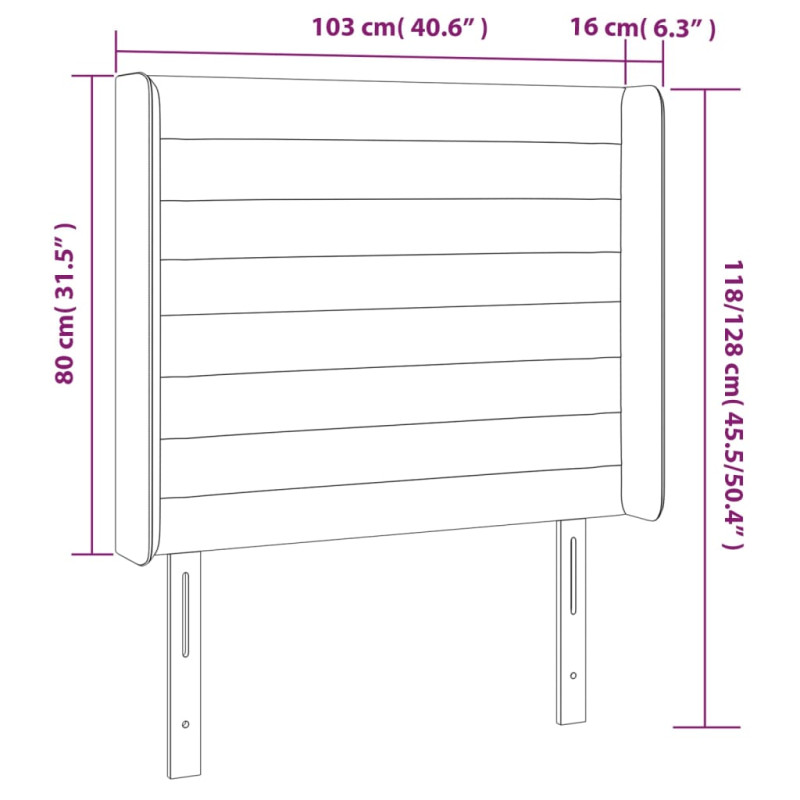 Produktbild för Sänggavel med kanter taupe 103x16x118/128 cm tyg